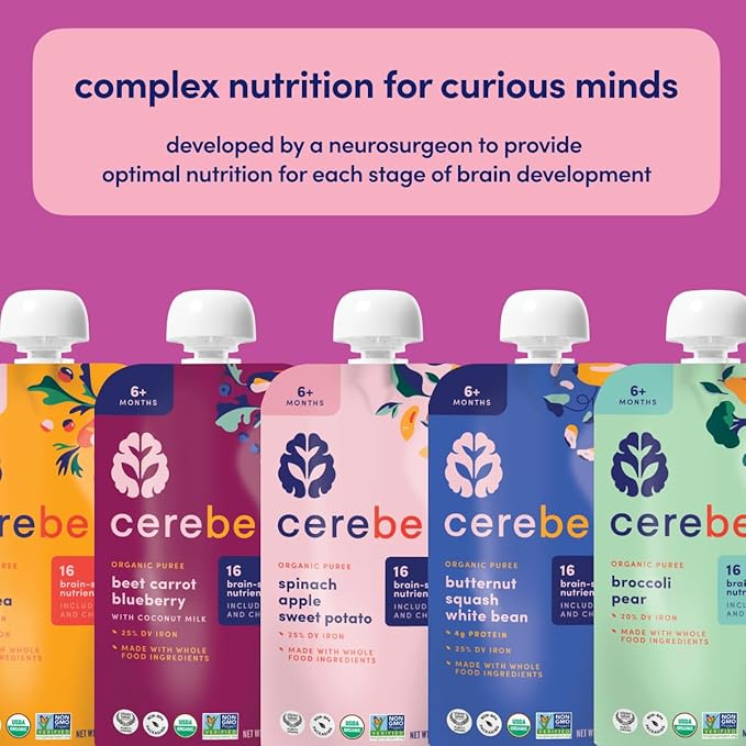 Cerebelly Organic Baby Food Pouches ??Dairy Free Smoothies for Toddlers | No Added Sugar, Fiber