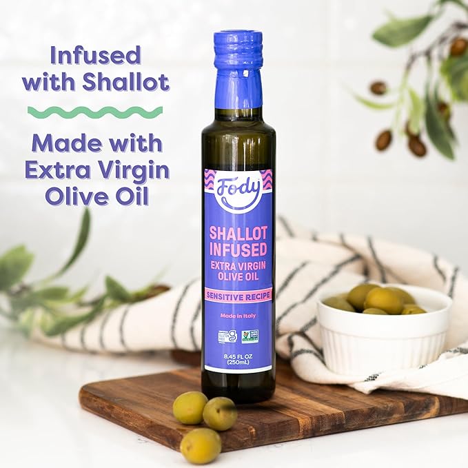 Fody Foods Shallot Infused Extra Virgin Olive Oil, 8.45 Oz, Low FODMAP Certified, Gut & IBS