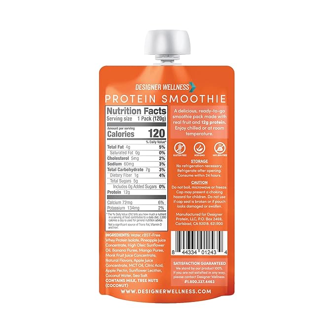 Designer Wellness Protein Smoothie, Real Fruit, 12g Protein, Low Carb, Zero Added Sugar