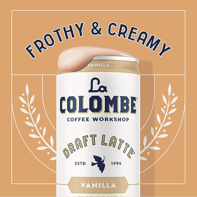 La Colombe Coffee, Vanilla Draft Latte, 11 fl oz Cans (Pack of 12), Coffeehouse Quality Cold Brew
