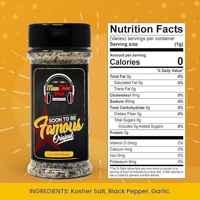 All-Purpose Salt Pepper Garlic BBQ Rub by Manchild, Authentic Texas Style Dry Rub for Beef