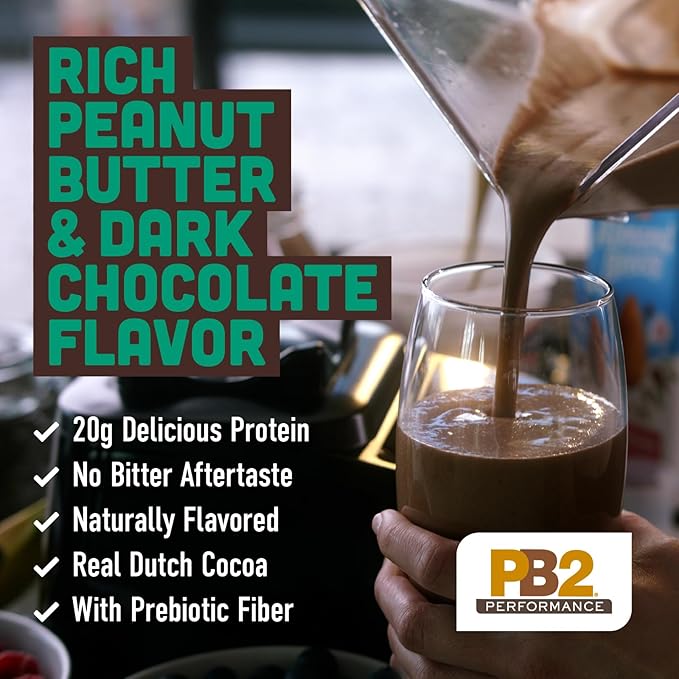 PB2 Performance Peanut Plant Based Vegan Protein Powder | 20g Complete Protein, No Added Sugar
