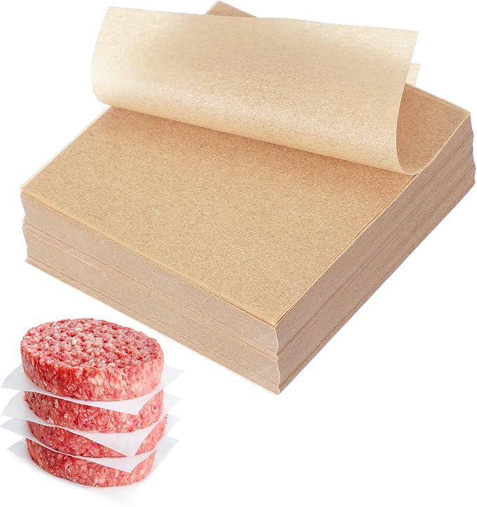 uxcell 500 Pcs Unbleached Parchment Paper Baking Sheets Squares, 3.5 Inch Hamburger Patty Paper