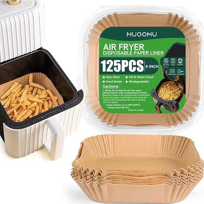Air Fryer Disposable Paper Liners Square, Non-Stick Parchment, AirFryer Accessories for Baking