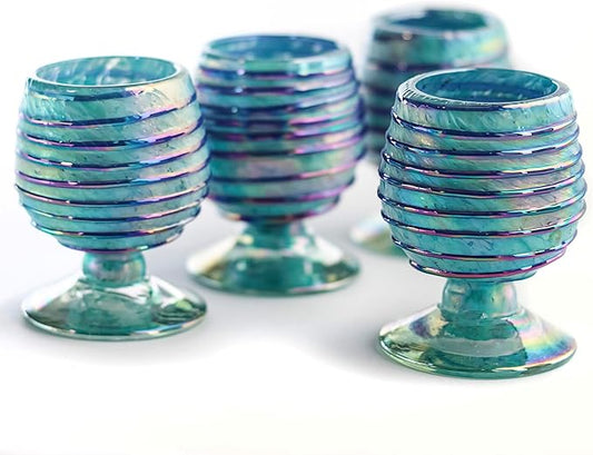 Authentic Mexican Tequila Hand Blown Shot Glasses - Set of 4-2 oz - Mini Glass Snifters - Heavy