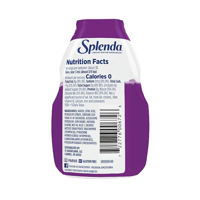 SPLENDA Liquid Water Enhancer Drops, Sugar Free, Zero Calorie, Natural Flavor, Concentrated Drink