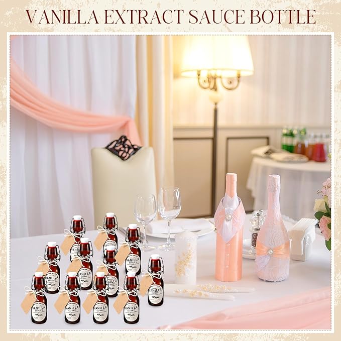 Vesici 8 Sets Swing Top Glass Bottles Set Amber Homemade Vanilla Extract Bottles with Stoppers