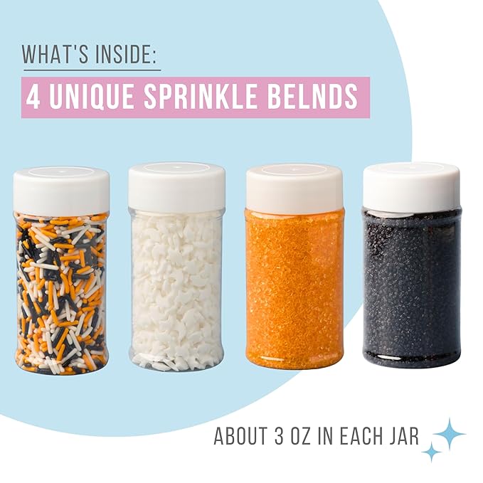Sweets Indeed Dye-Free Halloween Sprinkles 4-Pack ??11.57 oz Natural Spooky Decorating Set |