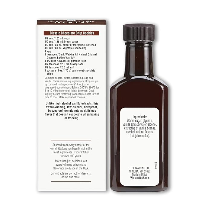Watkins All Natural Original Gourmet Baking Vanilla with Pure Extract, 2 fl. oz. Bottle, 1-Pack