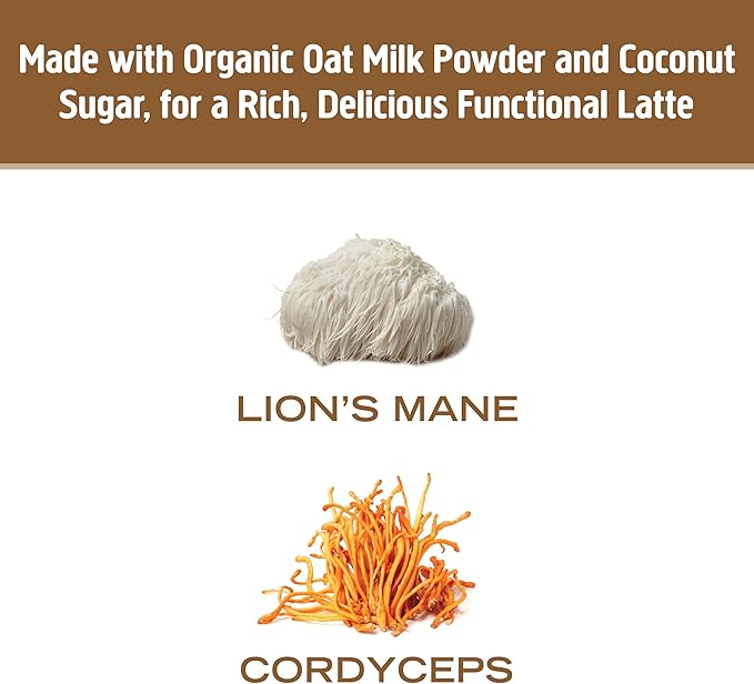 OM MUSHROOM SUPERFOOD Coffee Latte Blend Mushroom Powder, Single Serve, 10 Count, Lion's Mane