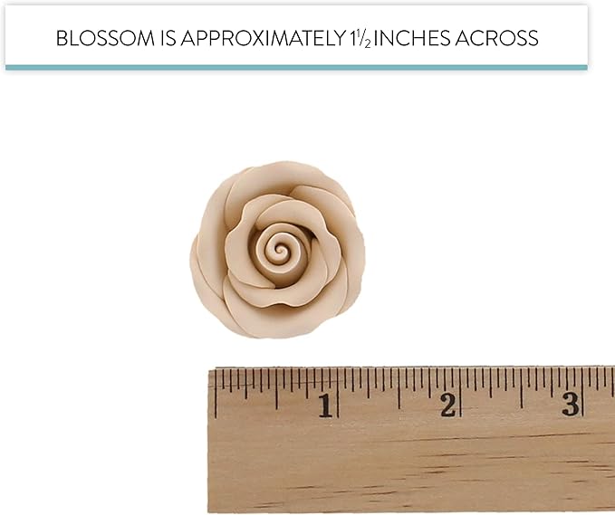 Global Sugar Art Premium Edible Roses, Ivory, Unwired, Medium 1.5 inches, 12 Count by Chef Alan