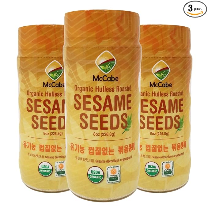 McCabe Organic Hulless Roasted Sesame - Unhulled Sesame Seeds Organic | Rich with Fiber & Minerals