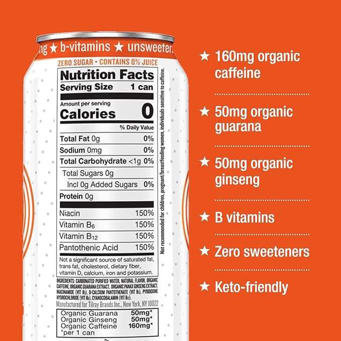 Hiball Energy Seltzer Water, Caffeinated Sparkling Water Made with Vitamin B12 and Vitamin B6