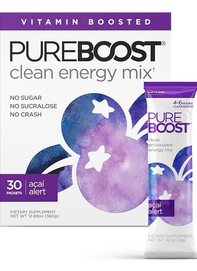 Pureboost Clean Energy Booster, Refreshing Energy Drink Mix with B12 Vitamins, Electrolytes