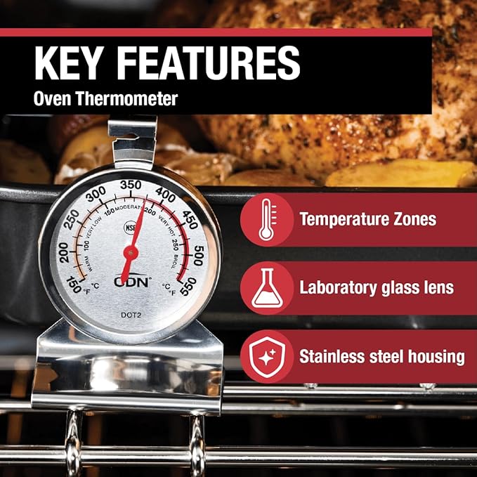 "CDN Oven Thermometer ProAccurate®, Easy-to-Read 2"" Dial, Stainless Steel Housing, Temperature