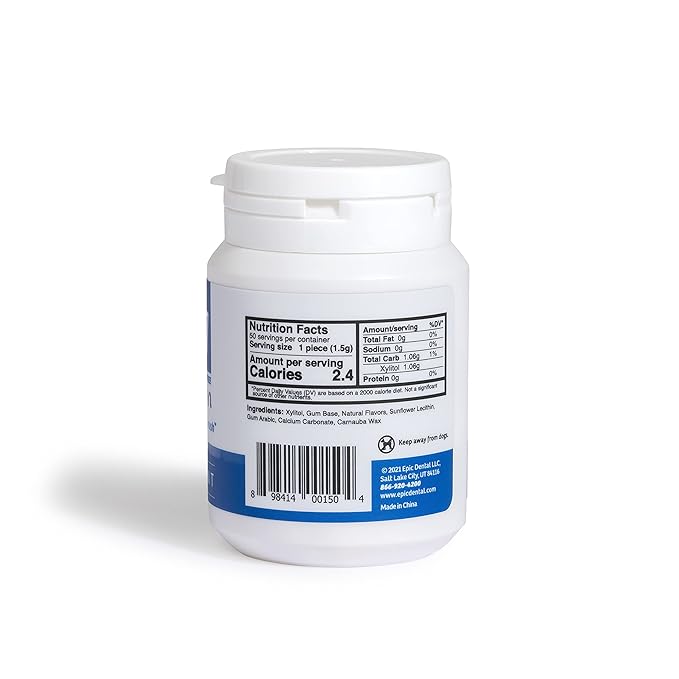 Epic 100% Xylitol Peppermint Chewing Gum - Sugar Free, Aspartame Free Dental Gum - Supports Oral