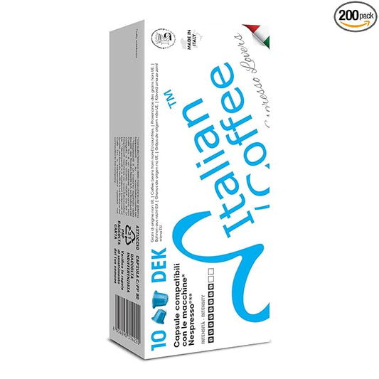 Italian Coffee for Espresso Lovers capsules compatible with Nespresso Original Line machines (DEK