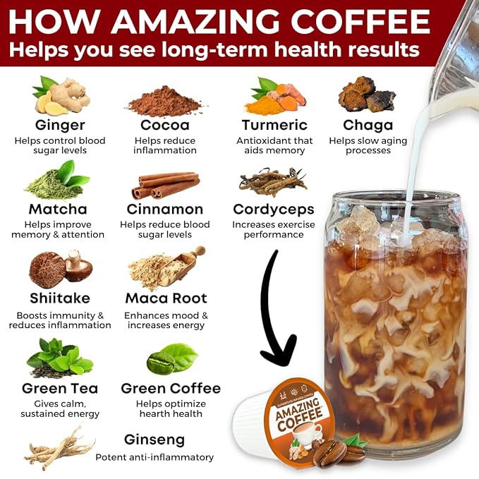 Superfoods Company | Amazing Coffee - Instant French Roast | Adaptogenic Mushrooms, Superfoods