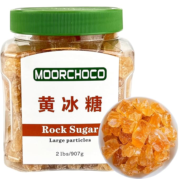MOORCHOCO Natural Amber Hue sugarcane Rock Sugar Crystals for Tea and Coffee, Dissolves Quickly