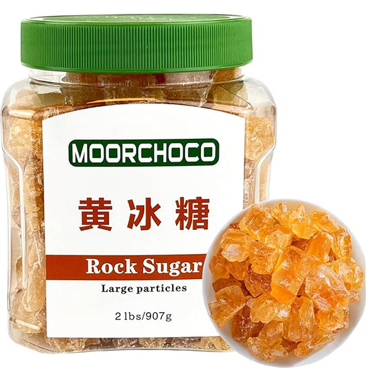 MOORCHOCO Natural Amber Hue sugarcane Rock Sugar Crystals for Tea and Coffee, Dissolves Quickly