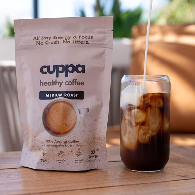 Cuppa Healthy Mushroom Insant Coffee with Lion's Mane & Ashwagandha for All Day Energy & Focus - No