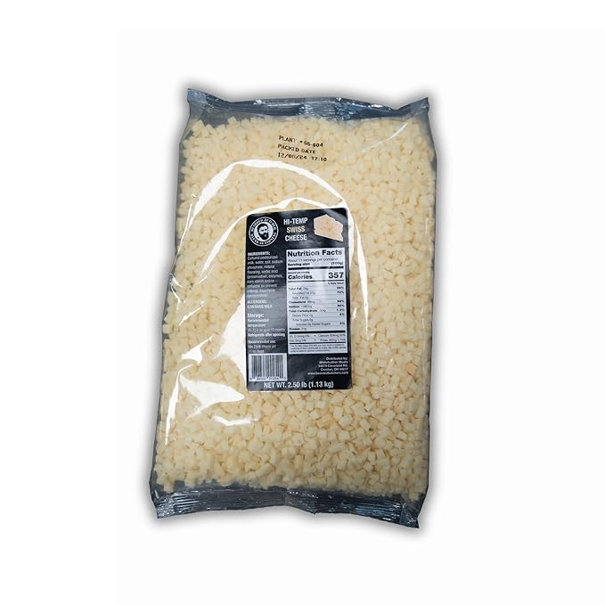 Bearded Butchers High-Temp Swiss Cheese 2.5 lbs ??Shelf-Stable 1/4" Cubes for Up to 25 lbs of Meat