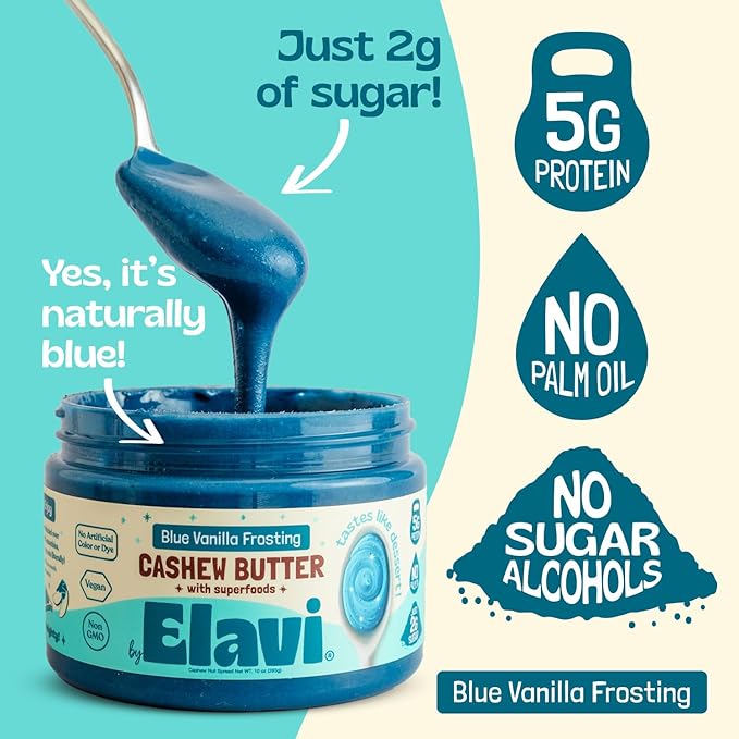 ELAVI Keto Cashew Butter, Kid-Friendly, Low-Sugar Dessert Spread | Vegan, No Added Sugar, No Sugar