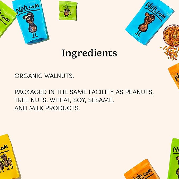Nuts.com ??Organic Walnuts (Raw, No Shell) ??Healthy Snack for Adults & Kids, Nutty & Slightly