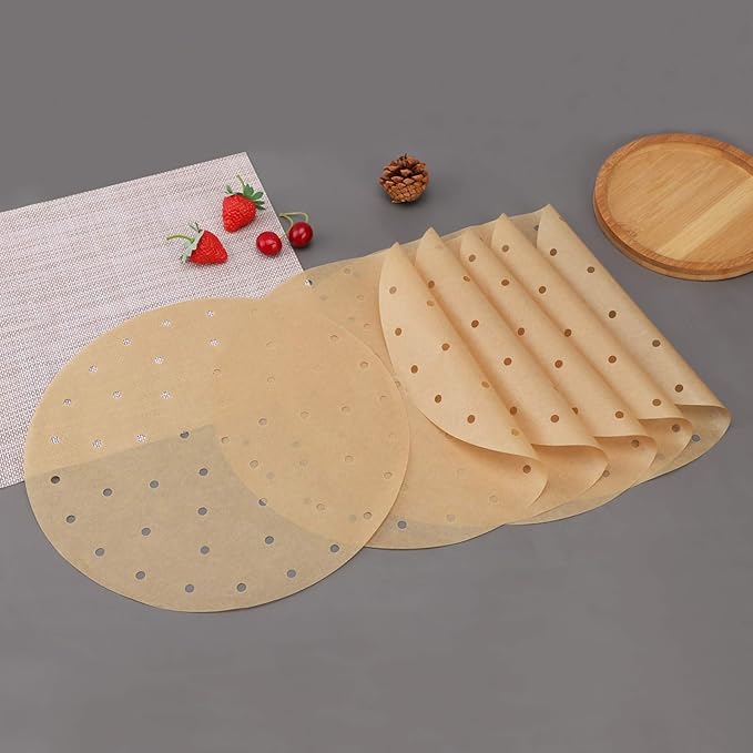Beasea Air Fryer Round Liners - 12 Inch, 200pcs Unbleached Parchment Paper for Air Fryer and