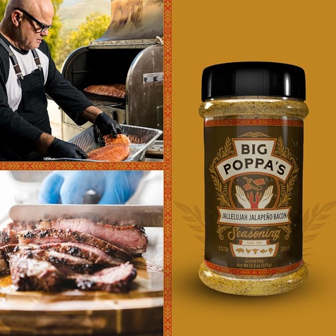 Big Poppa’s Jallelujah Jalapeño Bacon Seasoning – Sweet & Spicy Maple Bacon Rub for Beef, Pork