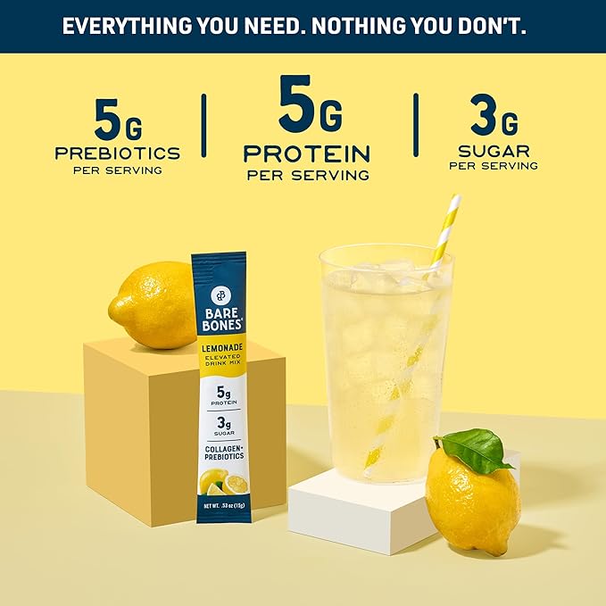 Bare Bones Lemonade Elevated Drink Mix | Light & Flavorful | Gluten-Free & Naturally Sweetened |