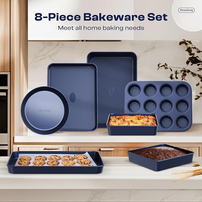 Baking Pans Set 8-Piece Bakeware Sets, Baking Sets for Cooking Nonstick Oven Pan Set, Baking Sheet