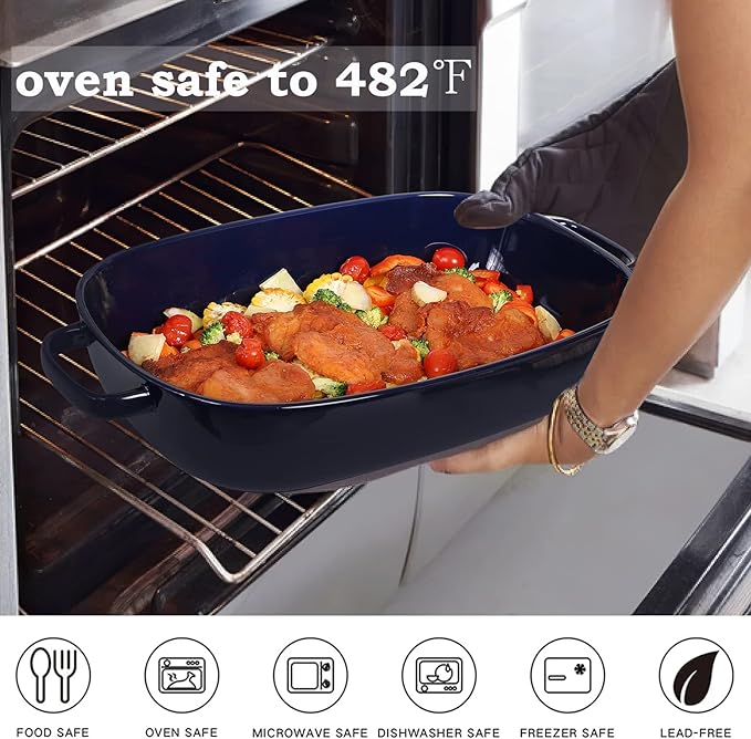6 Quart Large Rectangular Baking Dish, 16x11 Inches Ceramic Baking Pan Casserole Dish for