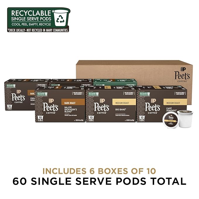 Peet's Coffee, Single Serve Coffee Pods Variety Pack - Major Dickason's Blend, Big Bang, French