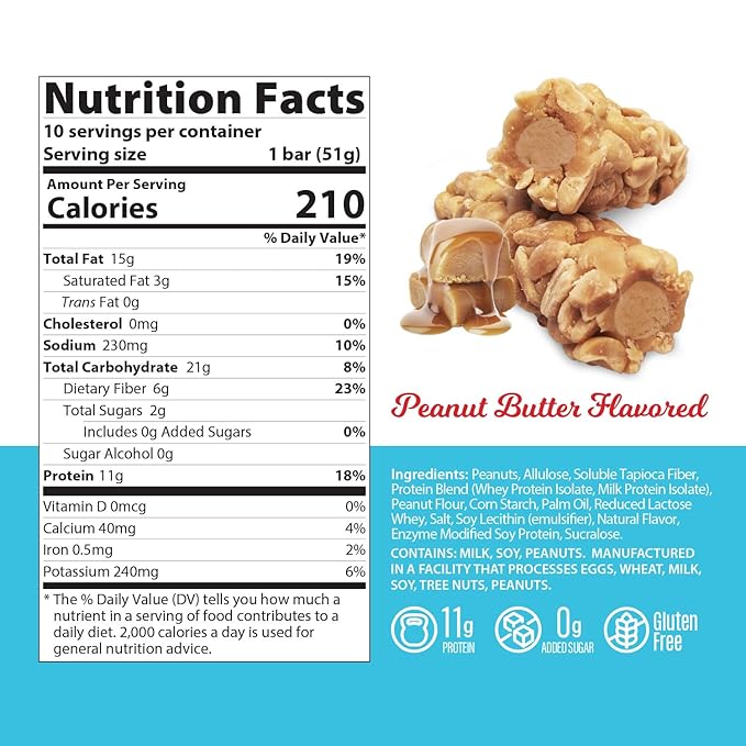 Genius Gourmet SKIPPY Peanut Butter Flavor Inspired Protein Nut Roll Bar,11g Protein per