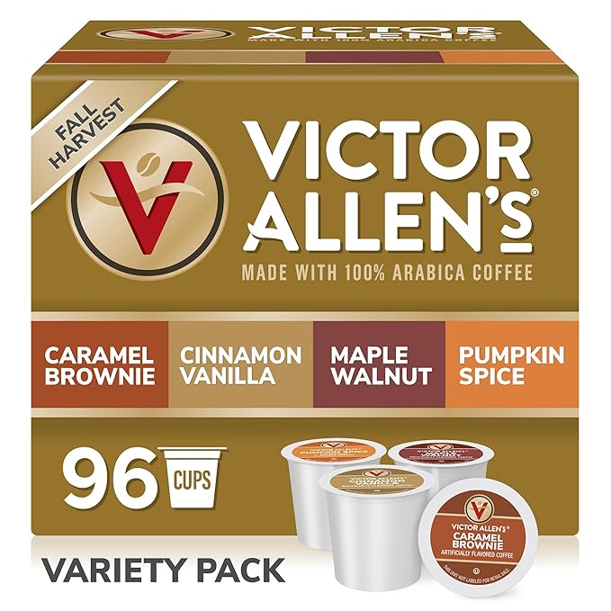 Victor Allen's Coffee Fall Harvest Variety Pack, Medium Roast, 96 Count, Single Serve Coffee Pods