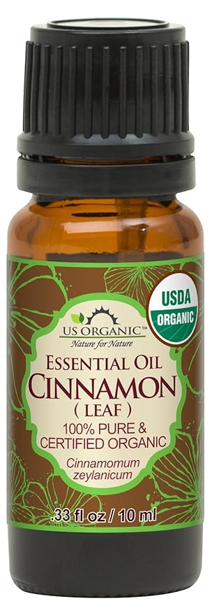 US Organic 100% Pure Cinnamon Leaf Essential Oil - USDA Certified Organic, Steam Distilled - W/Euro