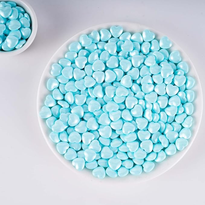 Kasvan Blue Heart Shapes Sprinkles - Edible Candy Pearls 130g/4.58 Oz, Mix Size, Baking Cake