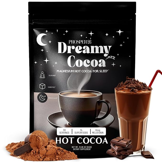 Prosper Magnesium Hot Cocoa - Melatonin & Sugar Free Cocoa - Sleep Aid with Adaptogens - 14