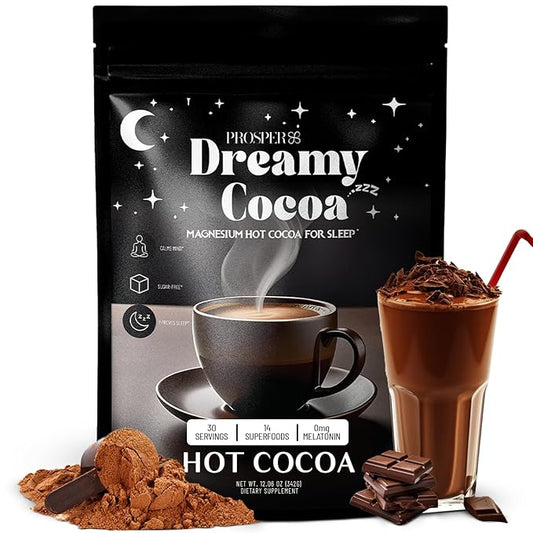 Prosper Magnesium Hot Cocoa - Melatonin & Sugar Free Cocoa - Sleep Aid with Adaptogens - 14