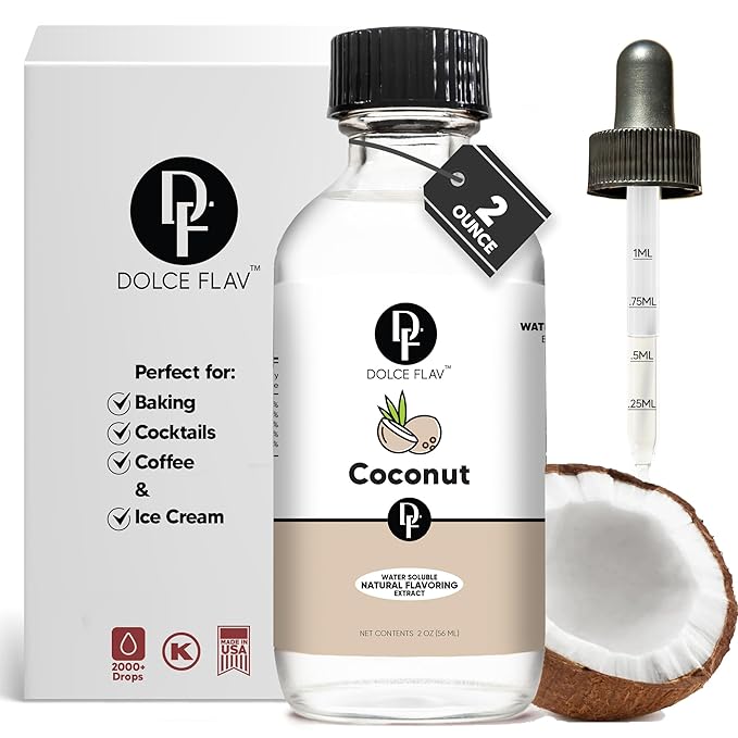 Dolce Flav Natural Coconut Extract ??2 Ounce Water-Soluble Kosher, Sugar-Free, Concentrated