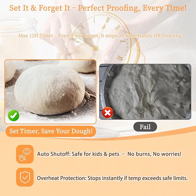 Sourdough Starter Warmer (70-100°F), 1°F Adjustable Sourdough Warming Mat, Waterproof Thermometer