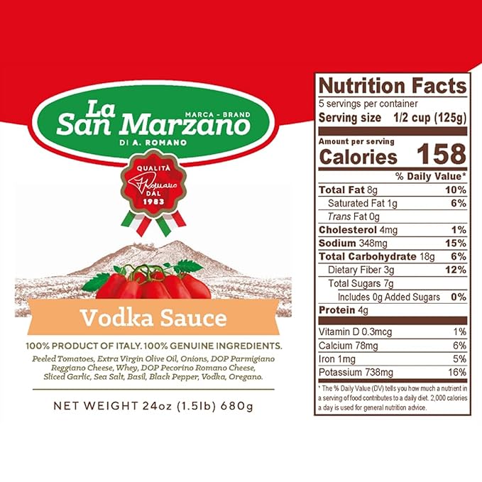 La San Marzano Vodka Sauce, 24 oz, Pasta Sauce Made in Italy, All Purpose Tomato Premium Quality
