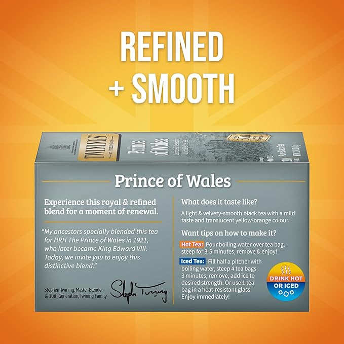 Twinings Prince of Wales Black Tea Individually Wrapped Bags, 20 Count (Pack of 6), Velvety Smooth