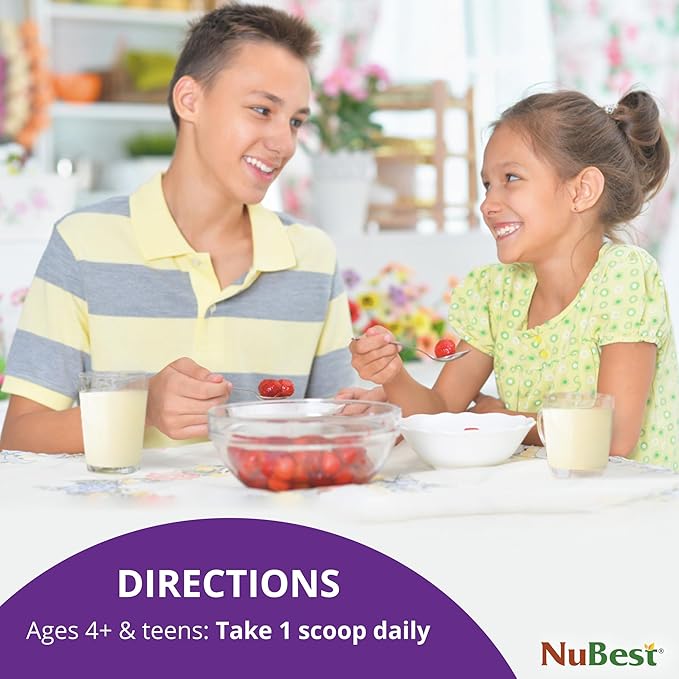 NuBest Tall Protein Powder for Kids & Teens - Vegan Vanilla Protein Powder Shake with Organic Red
