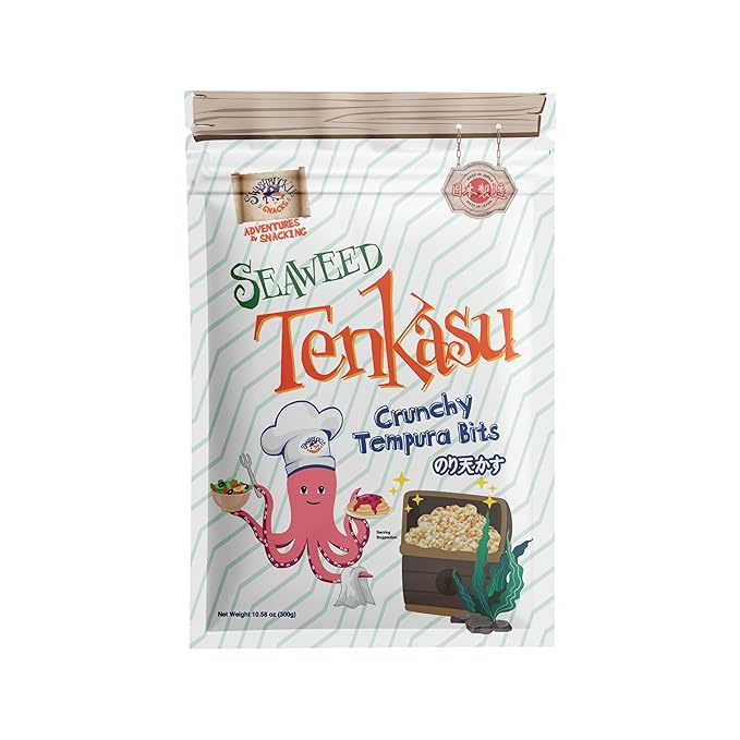 Seaweed Tenkasu Tempura Bits 10.58oz (300g), Authentic Japanese Snack by Swashbuckle Snacks, Made