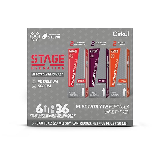 Cirkul Stage Flavor Cartridge Variety Pack with Electrolytes and Stevia, 6-Pack (2 Strawberry