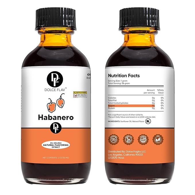 Dolce Flav Natural Habanero Extract (Oil-Soluble) 2 oz ??Kosher, Sugar-Free, Concentrated Spicy