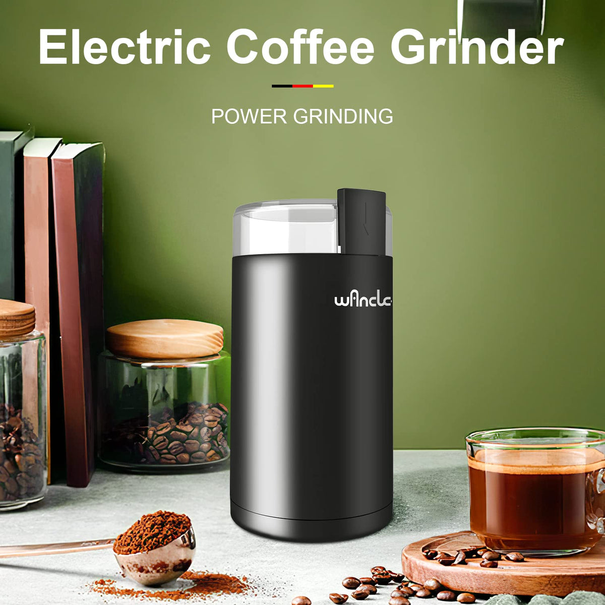 Wancle Electric Coffee Grinder, Spice Grinder, One Touch Coffee Mill for Beans, Spices and More