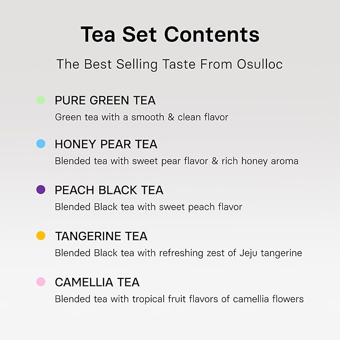 OSULLOC Premium Tea Collection (40 count, 10 flavors x 4 ea), Assorted Tea bag Sampler, Tea Gift